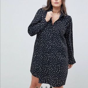 ASOS curve shirtdress black with white pattern